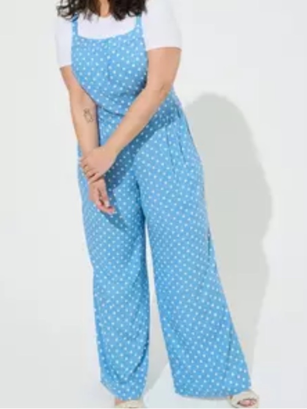 Torrid polkadot wide leg jumpsuit.